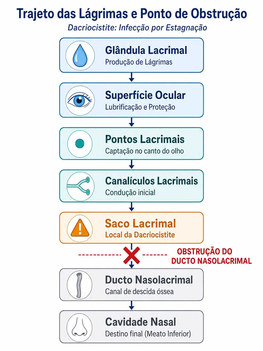 trajeto das lagrimas na dacriocistite